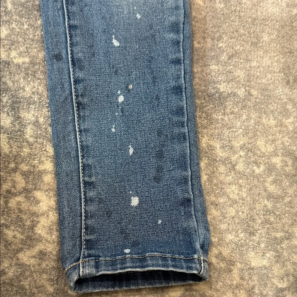 Justice Kids Distressed Blue Paint-Splatter Jeans Size 12